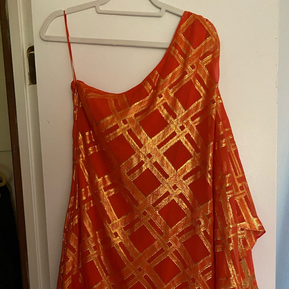 Trina Turk orange one shoulder dress size 8